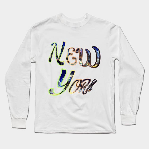 New York Print Long Sleeve T-Shirt by yanayana